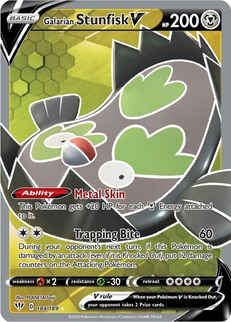 Image for Galarian Stunfisk V (Full Art) (184/189) [SWSH03: Darkness Ablaze] - Pokemon