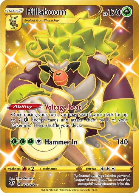 Image for Rillaboom (Secret) (197/189) [SWSH03: Darkness Ablaze] - Pokemon