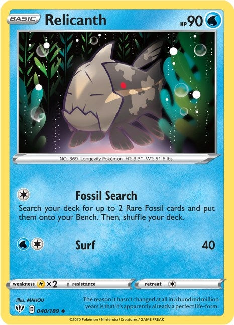 Image for Relicanth (040/189) [SWSH03: Darkness Ablaze] - Pokemon