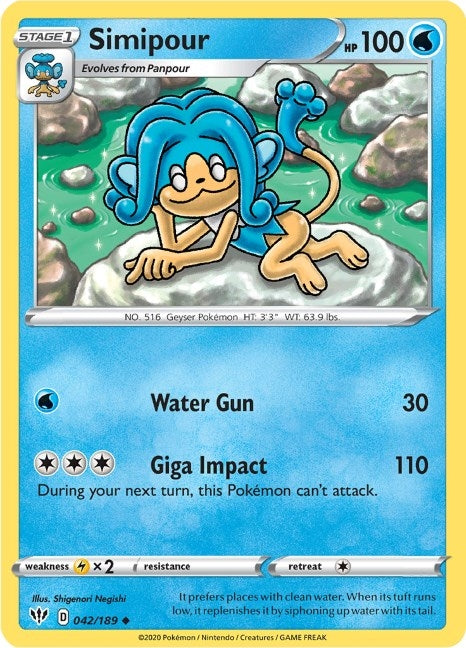 Image for Simipour (042/189) [SWSH03: Darkness Ablaze] - Pokemon