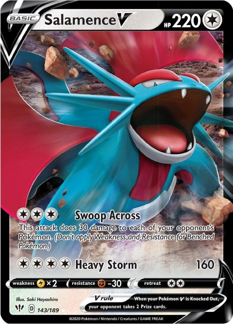 Image for Salamence V (143/189) [SWSH03: Darkness Ablaze] - Pokemon