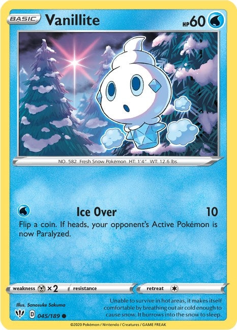 Image for Vanillite (045/189) [SWSH03: Darkness Ablaze] - Pokemon