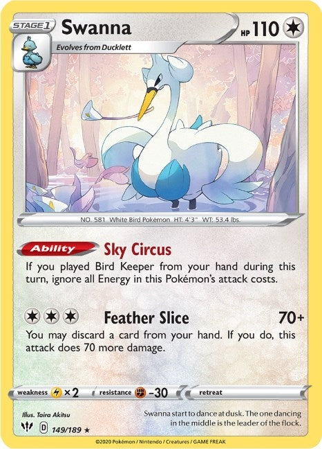 Image for Swanna (149/189) [SWSH03: Darkness Ablaze] - Pokemon