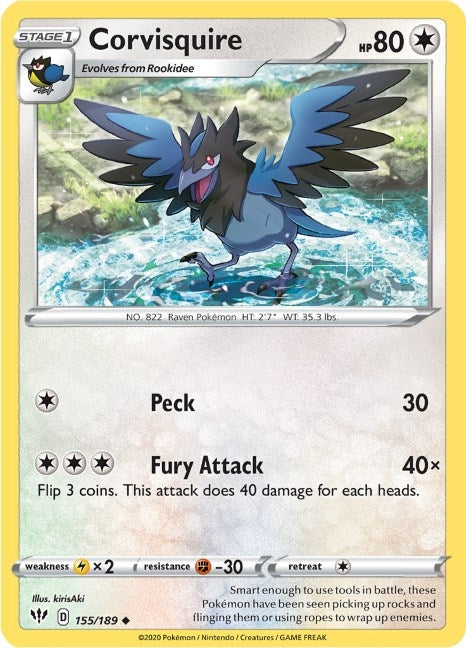Image for Corvisquire (155/189) [SWSH03: Darkness Ablaze] - Pokemon