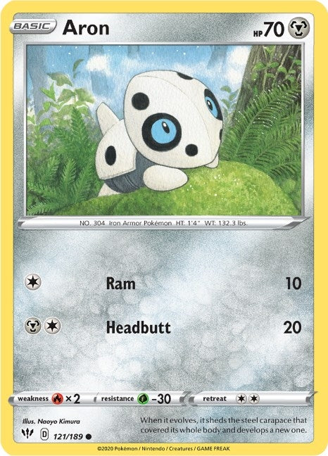 Image for Aron (121/189) [SWSH03: Darkness Ablaze] - Pokemon
