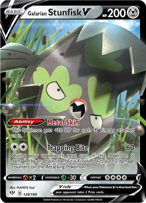 Image for Galarian Stunfisk V (128/189) [SWSH03: Darkness Ablaze] - Pokemon