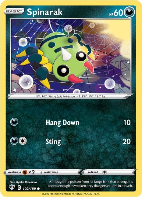 Image for Spinarak (102/189) [SWSH03: Darkness Ablaze] - Pokemon