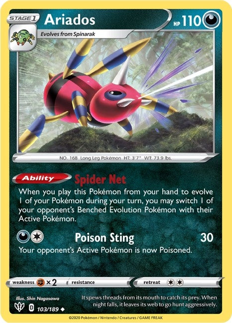 Image for Ariados (103/189) [SWSH03: Darkness Ablaze] - Pokemon