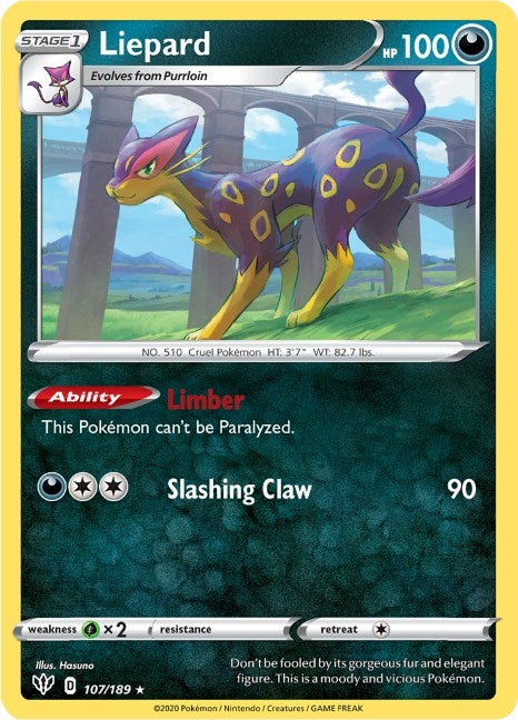 Image for Liepard (107/189) [SWSH03: Darkness Ablaze] - Pokemon