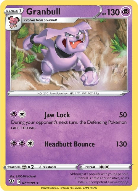 Image for Granbull (071/189) [SWSH03: Darkness Ablaze] - Pokemon