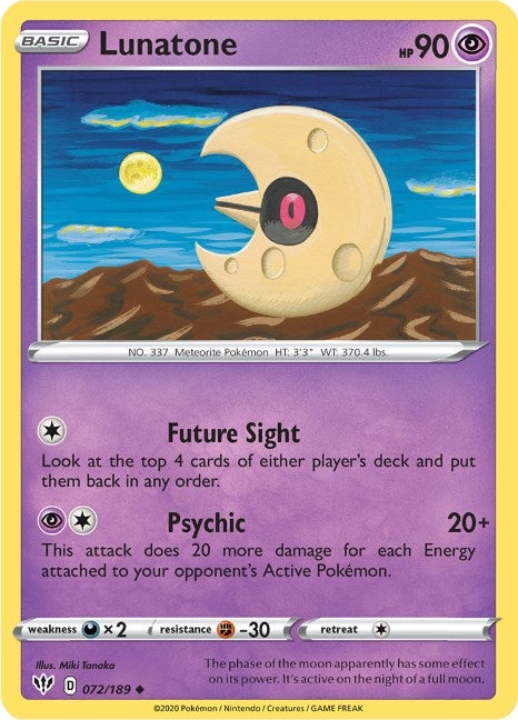 Image for Lunatone (072/189) [SWSH03: Darkness Ablaze] - Pokemon