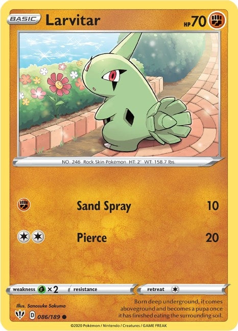 Image for Larvitar (086/189) [SWSH03: Darkness Ablaze] - Pokemon