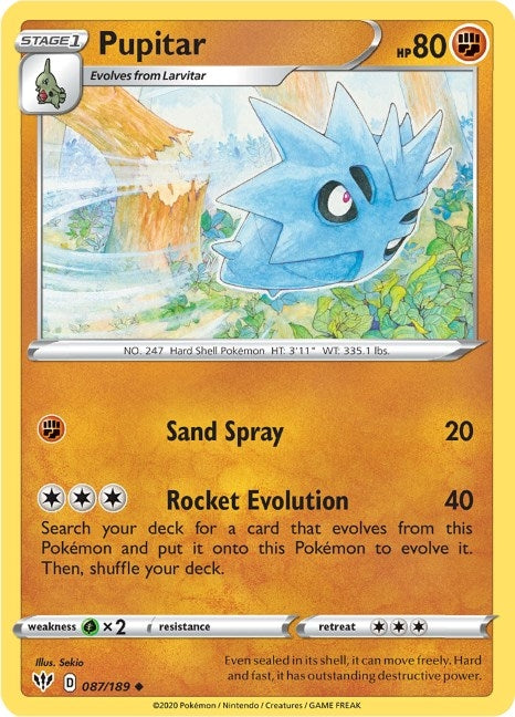 Image for Pupitar (087/189) [SWSH03: Darkness Ablaze] - Pokemon
