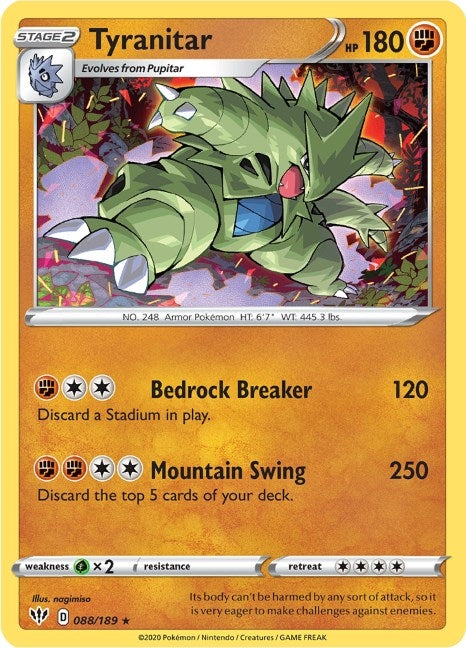 Image for Tyranitar (088/189) [SWSH03: Darkness Ablaze] - Pokemon