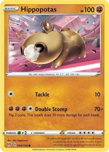 Image for Hippopotas (093/189) [SWSH03: Darkness Ablaze] - Pokemon