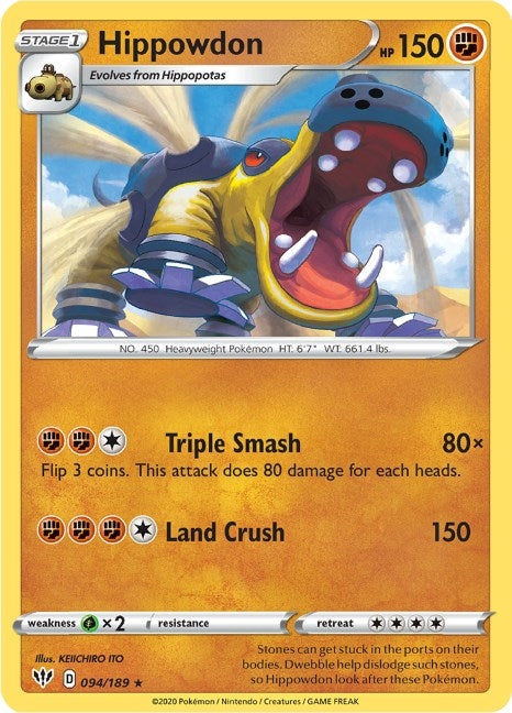 Image for Hippowdon (094/189) [SWSH03: Darkness Ablaze] - Pokemon
