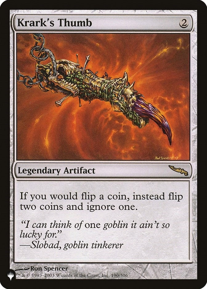 Image for Krark's Thumb (190/306) [The List Reprints] - Magic: The Gathering