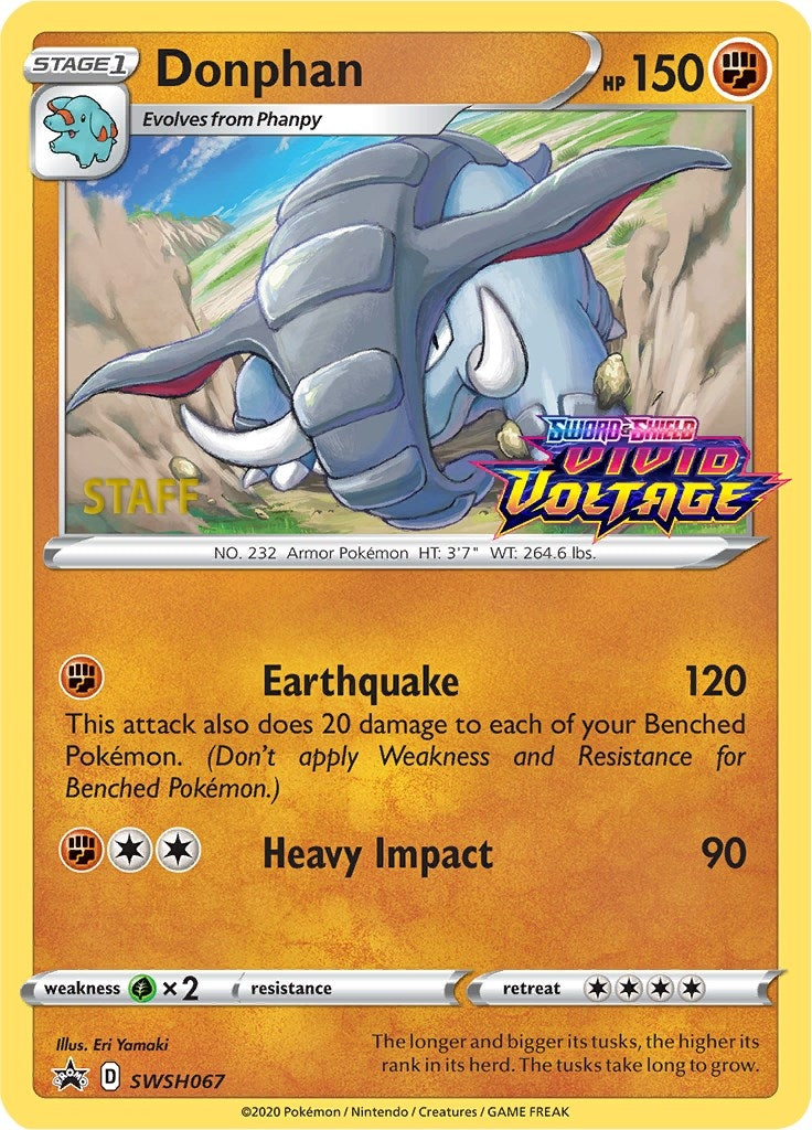 Image for Donphan - SWSH067 (Prerelease) [Staff] (SWSH067) [SWSH: Sword & Shield Promo Cards] - Pokemon