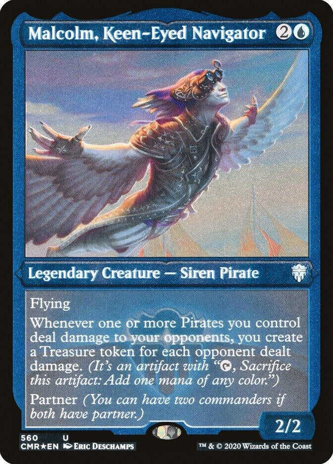 Image for Malcolm, Keen-Eyed Navigator (Foil Etched) (560) [Commander Legends] - Magic: The Gathering