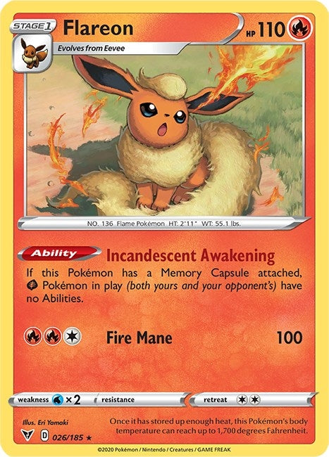 Image for Flareon (026/185) [SWSH04: Vivid Voltage] - Pokemon