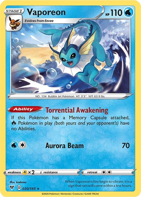 Image for Vaporeon (030/185) [SWSH04: Vivid Voltage] - Pokemon
