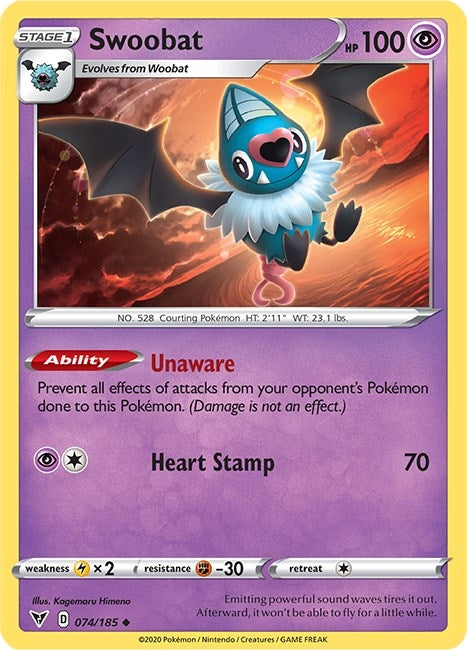 Image for Swoobat (074/185) [SWSH04: Vivid Voltage] - Pokemon