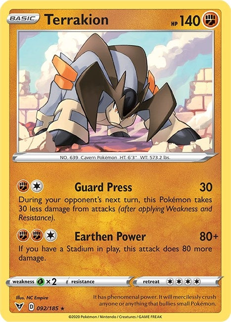 Image for Terrakion (092/185) [SWSH04: Vivid Voltage] - Pokemon