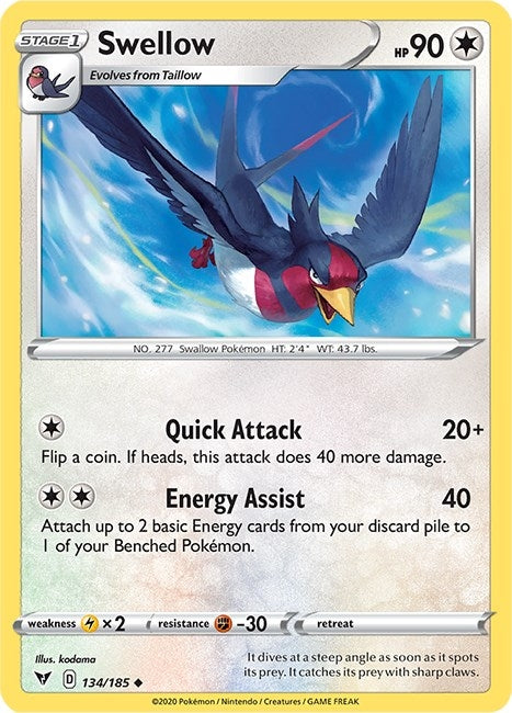 Image for Swellow (134/185) [SWSH04: Vivid Voltage] - Pokemon