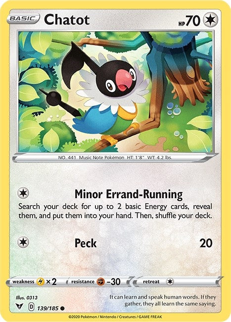 Image for Chatot (139/185) [SWSH04: Vivid Voltage] - Pokemon
