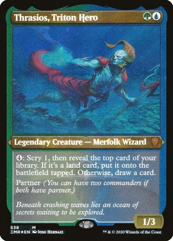 Image for Thrasios, Triton Hero (Foil Etched) (538) [Commander Legends] - Magic: The Gathering
