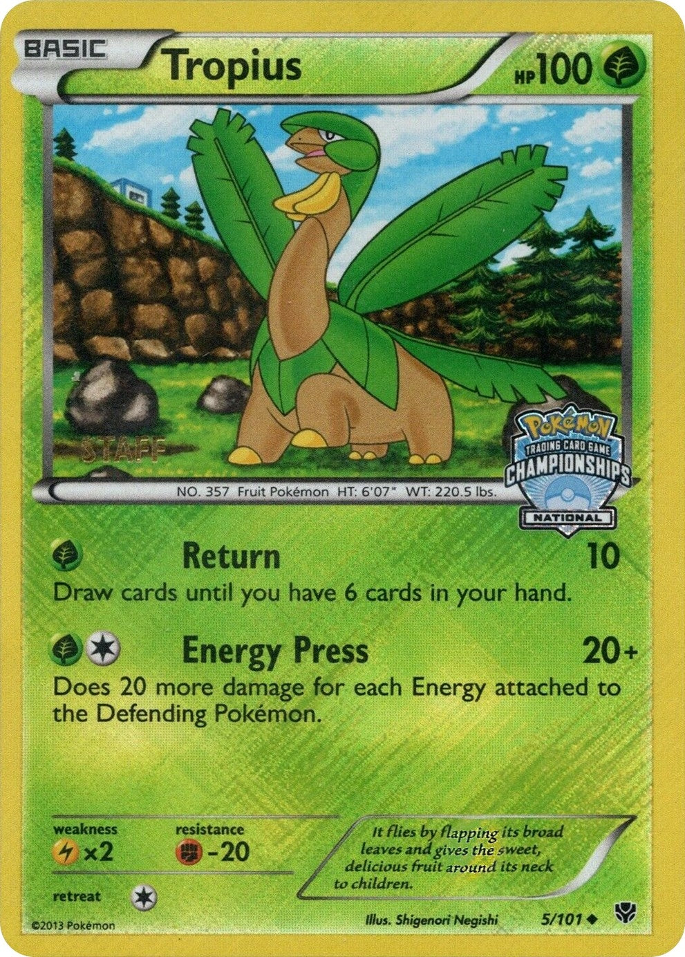Image for Tropius - 5/101 (National Championships) [Staff] (005/101) [League & Championship Cards] - Pokemon