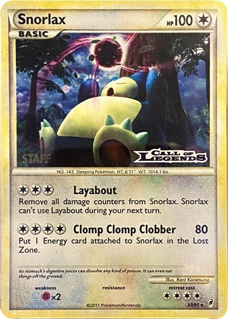 Image for Snorlax - 33/95 (Prerelease) [Staff] (33/95) [Nintendo Promos] - Pokemon