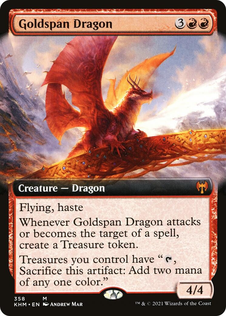 Image for Goldspan Dragon (Extended Art) (358) [Kaldheim] - Magic: The Gathering