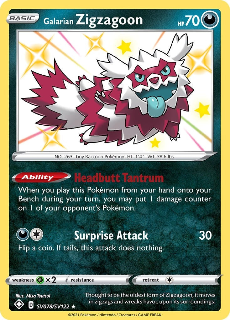Image for Galarian Zigzagoon (SV078/SV122) [Shining Fates: Shiny Vault] - Pokemon
