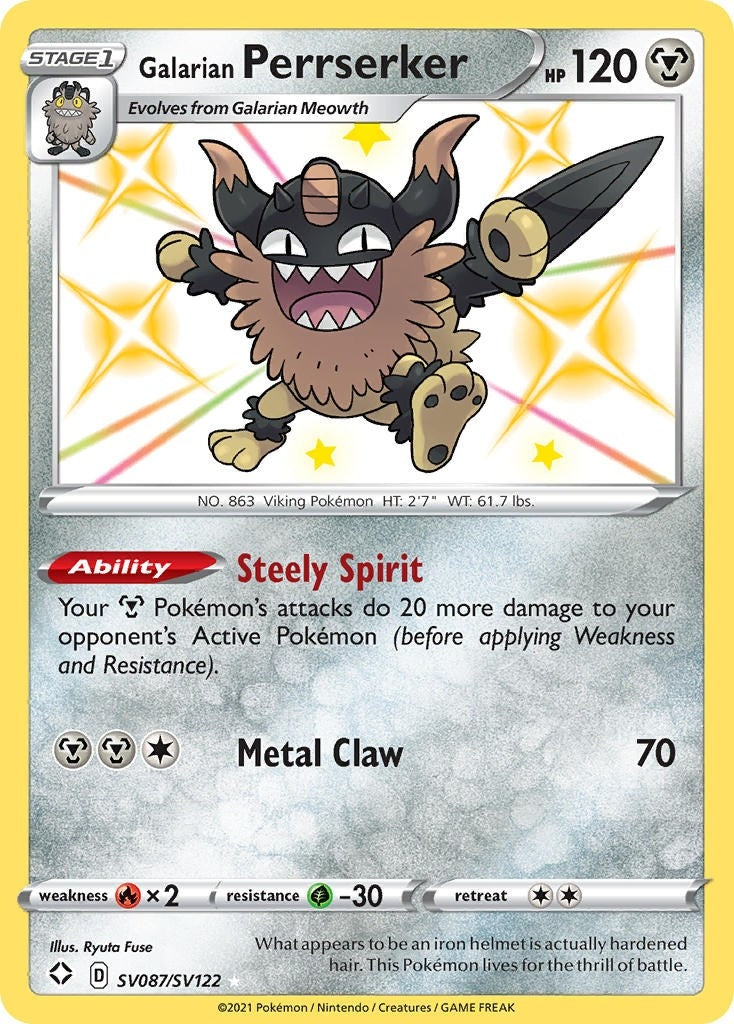 Image for Galarian Perrserker (SV087/SV122) [Shining Fates: Shiny Vault] - Pokemon