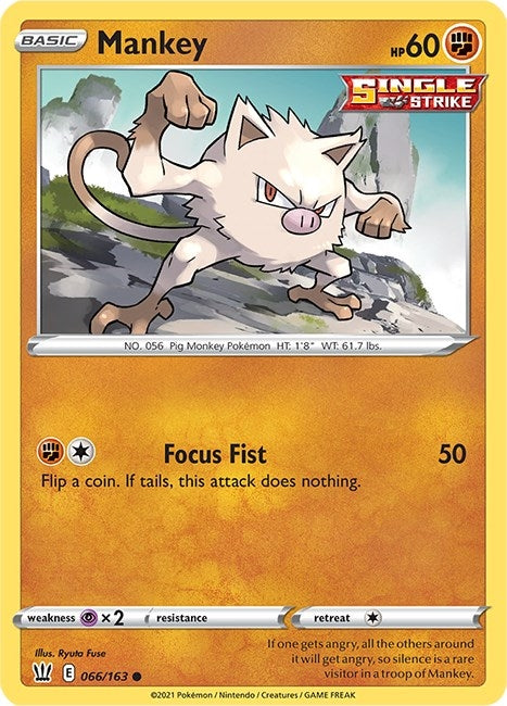Image for Mankey (066/163) [SWSH05: Battle Styles] - Pokemon