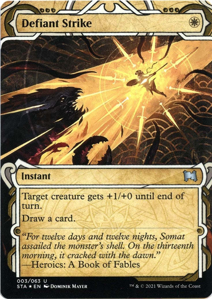 Image for Defiant Strike (Foil Etched) (3) [Strixhaven: Mystical Archives] - Magic: The Gathering