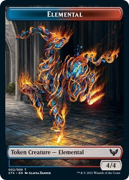Image for Elemental (2) // Emblem - Rowan, Scholar of Sparks Double-sided Token (9) (2 // 9) [Strixhaven: School of Mages] - Magic: The Gathering
