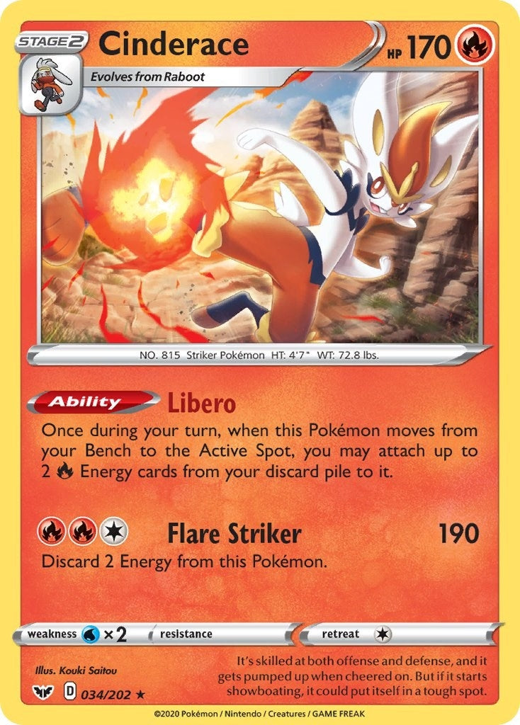 Image for Cinderace - 034/202 (Non-Holo) (034/202) [Deck Exclusives] - Pokemon