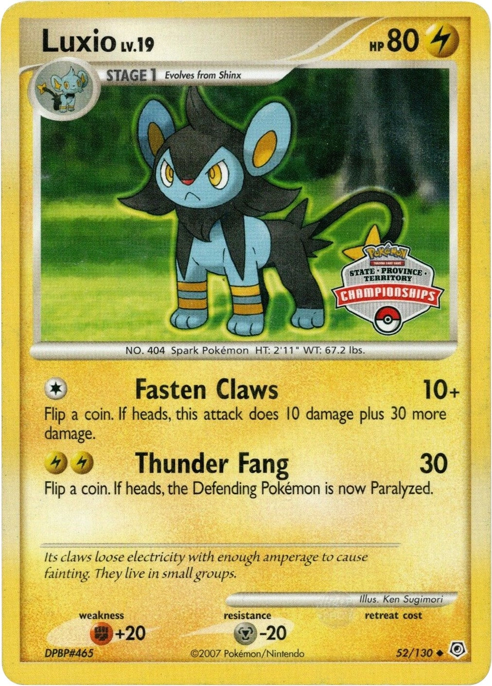 Image for Luxio - 52/130 (State Championship Promo) (052/130) [League & Championship Cards] - Pokemon