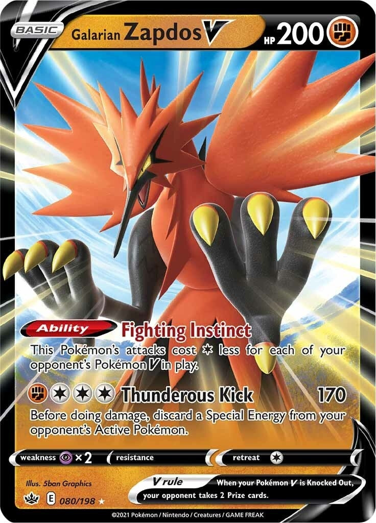 Image for Galarian Zapdos V (080/198) [SWSH06: Chilling Reign] - Pokemon