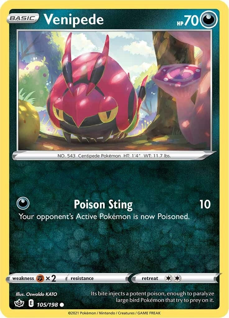 Image for Venipede (105/198) [SWSH06: Chilling Reign] - Pokemon