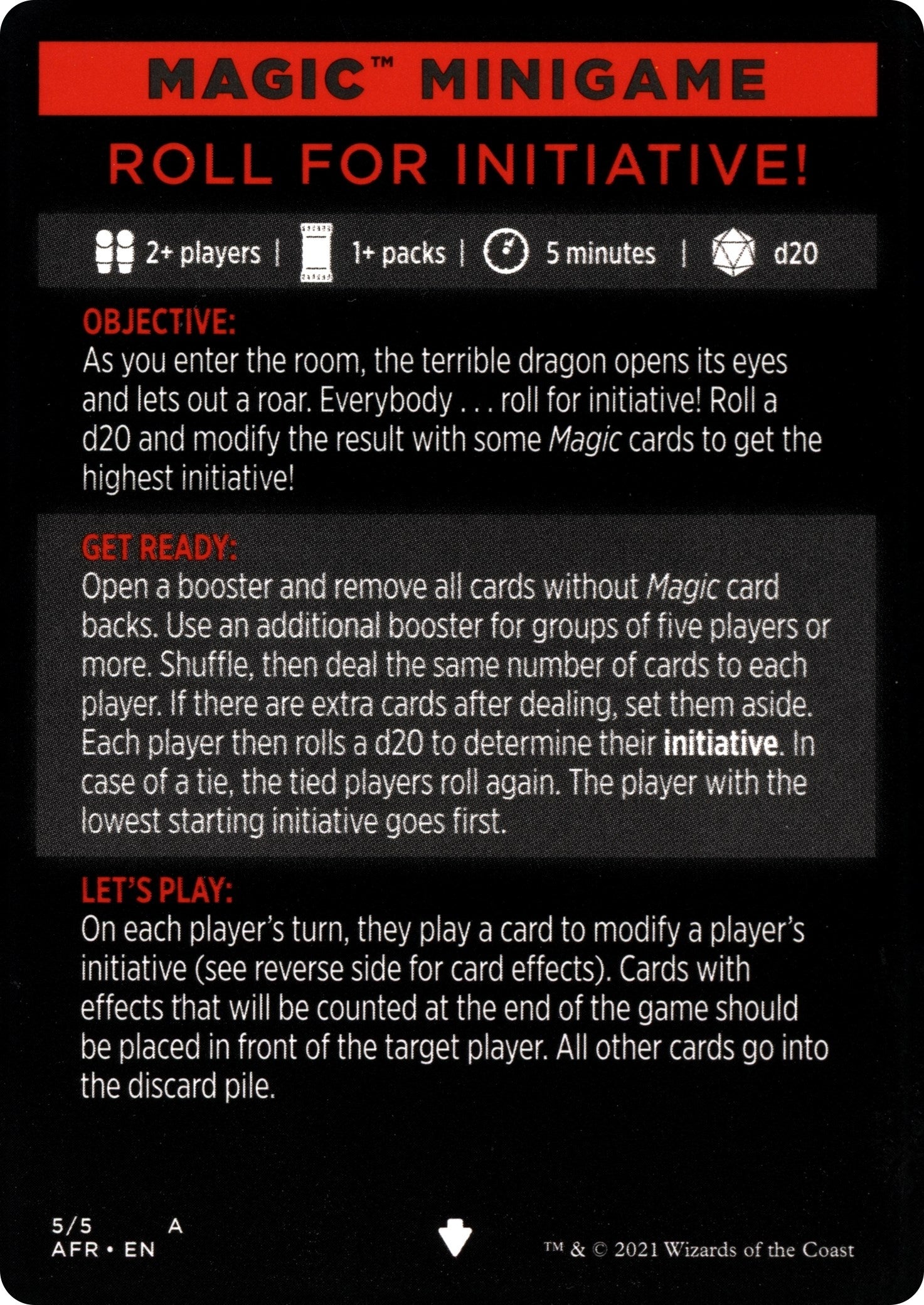 Image for Magic Minigame: Roll for Initiative! (5) [Adventures in the Forgotten Realms] - Magic: The Gathering
