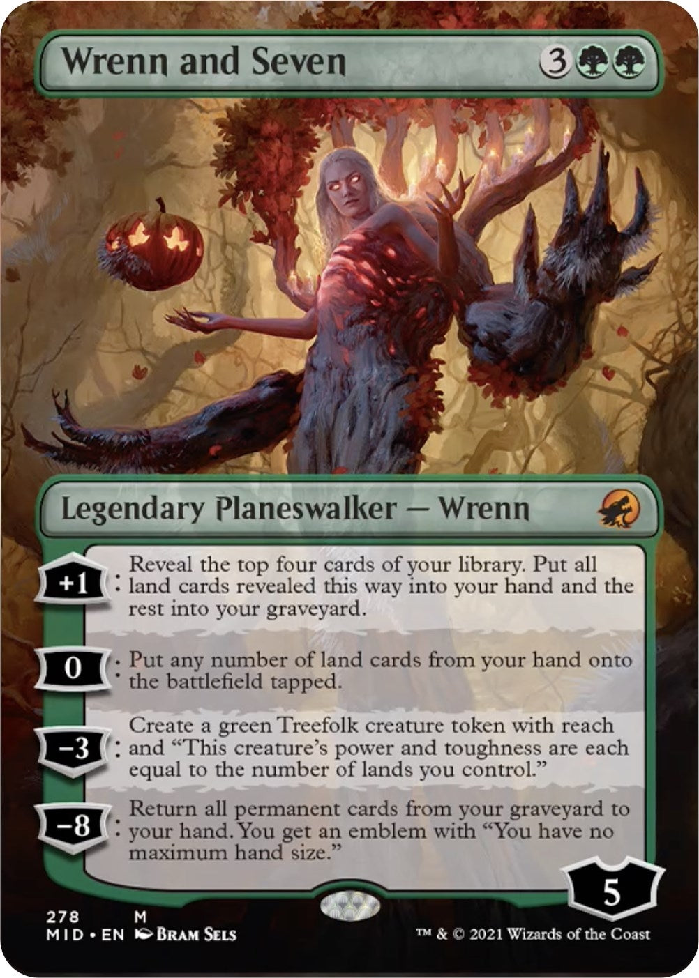 Image for Wrenn and Seven (Borderless) (278) [Innistrad: Midnight Hunt] - Magic: The Gathering