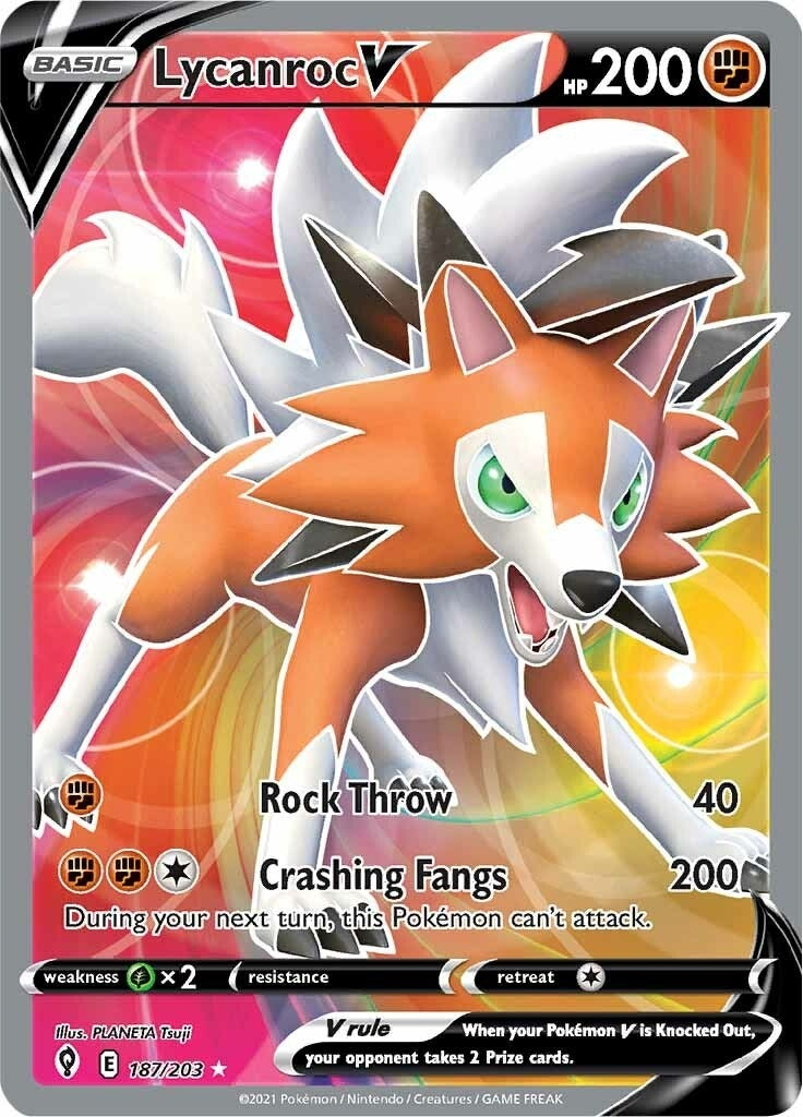 Image for Lycanroc V (Full Art) (187/203) [SWSH07: Evolving Skies] - Pokemon
