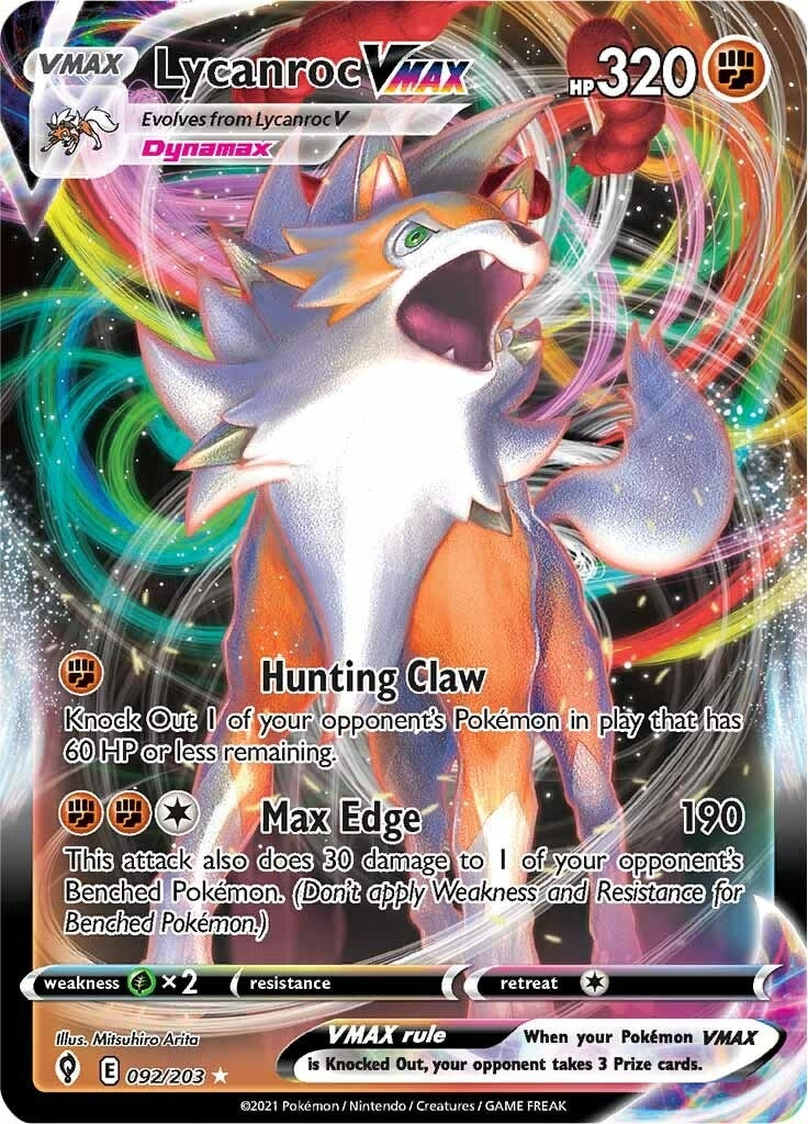Image for Lycanroc VMAX (092/203) [SWSH07: Evolving Skies] - Pokemon