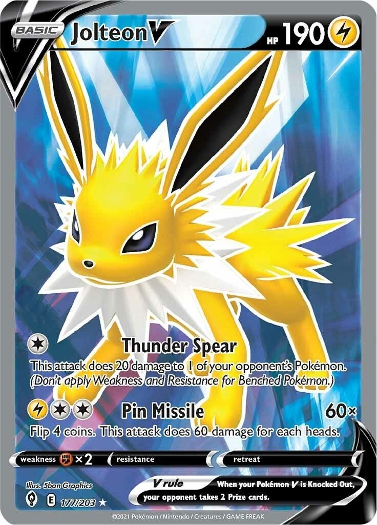 Image for Jolteon V (Full Art) (177/203) [SWSH07: Evolving Skies] - Pokemon