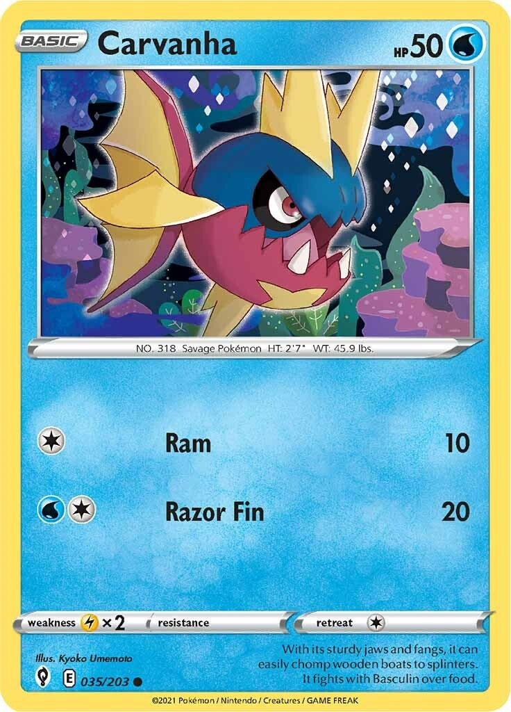 Image for Carvanha (035/203) [SWSH07: Evolving Skies] - Pokemon