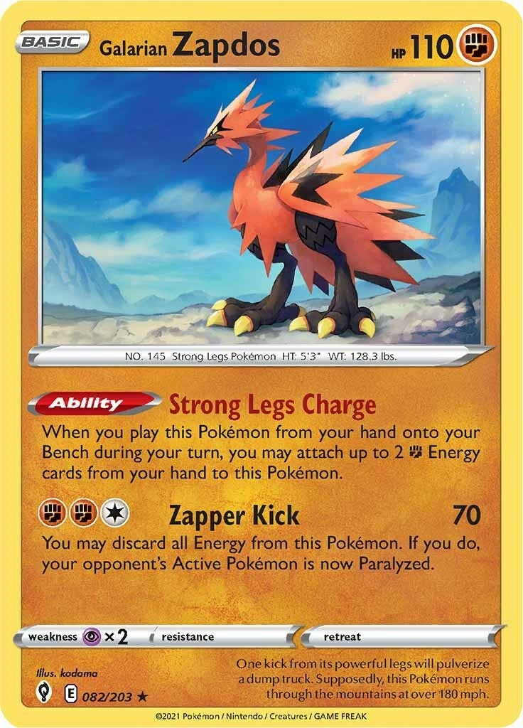 Image for Galarian Zapdos (082/203) [SWSH07: Evolving Skies] - Pokemon
