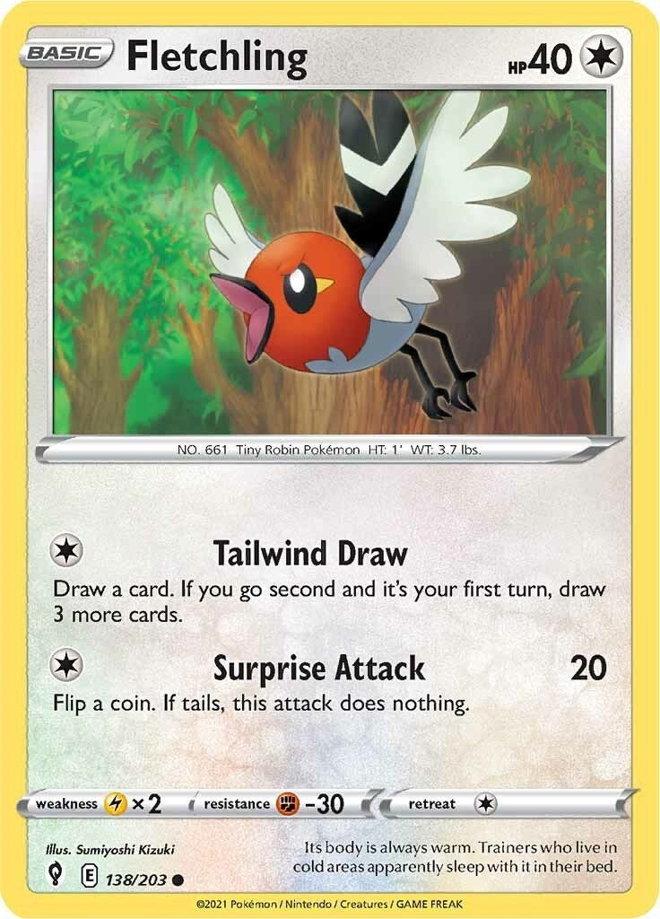 Image for Fletchling (138/203) [SWSH07: Evolving Skies] - Pokemon